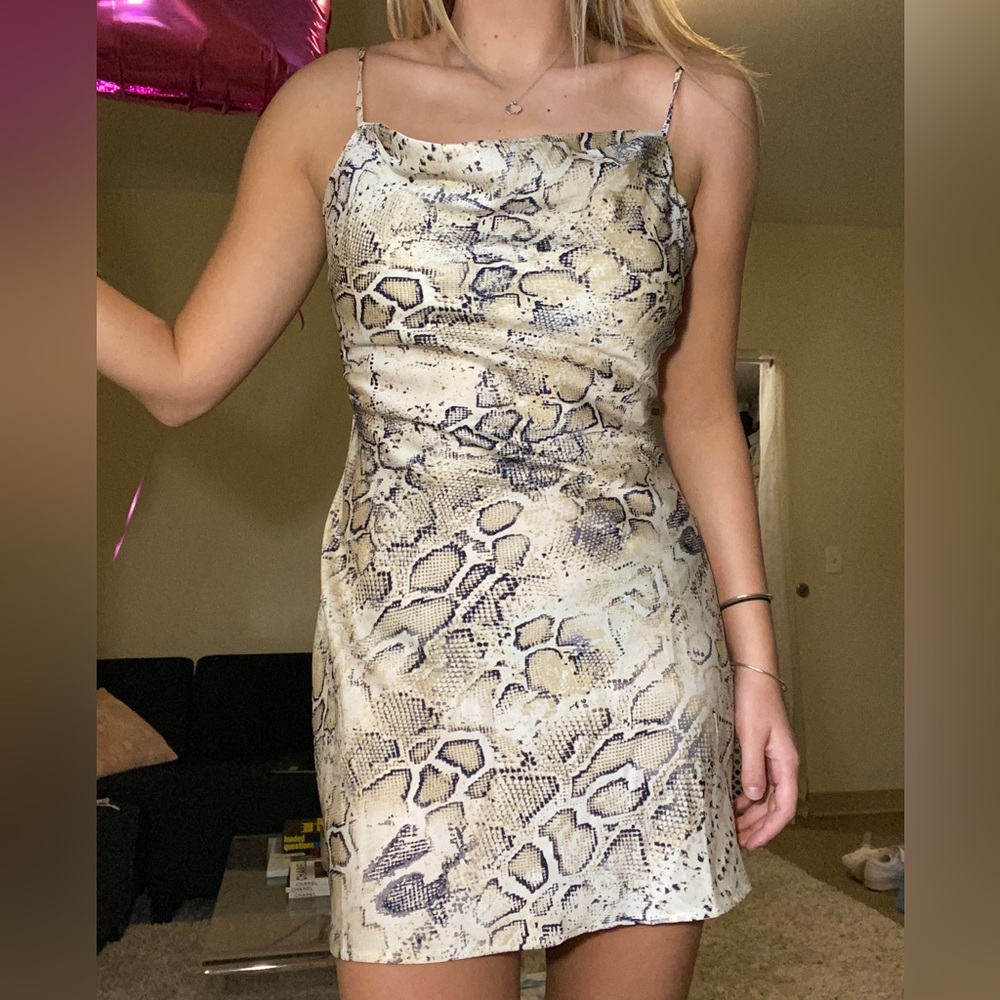 Snake Print Slip Dress